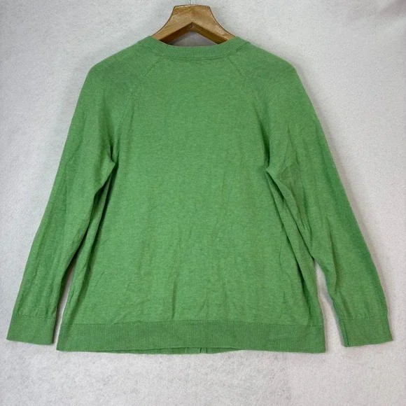 J. Jill Garden Green Organically‎ Grown Cotton V-neck Cardigan Women's L Office - Picture 3 of 6